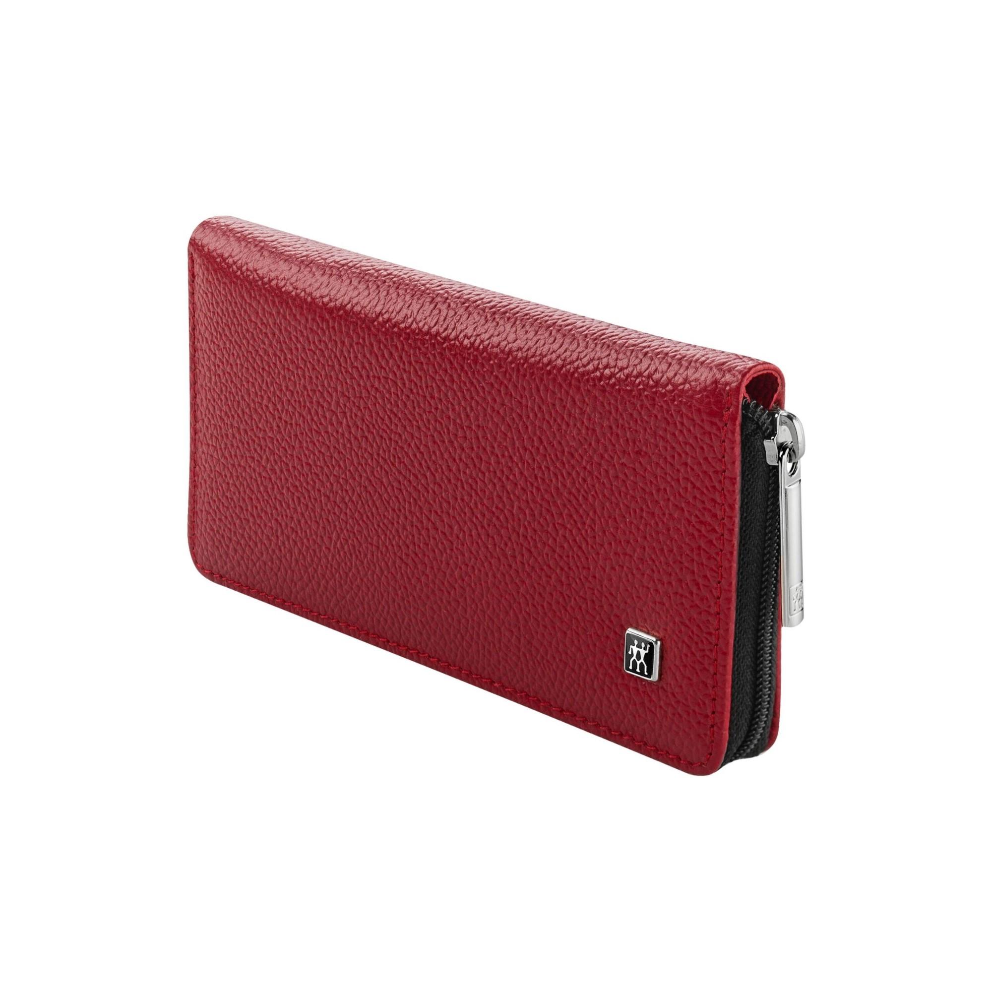 Premium manikúra, kožené pouzdro se zapínáním na zip, 5 ks, červená