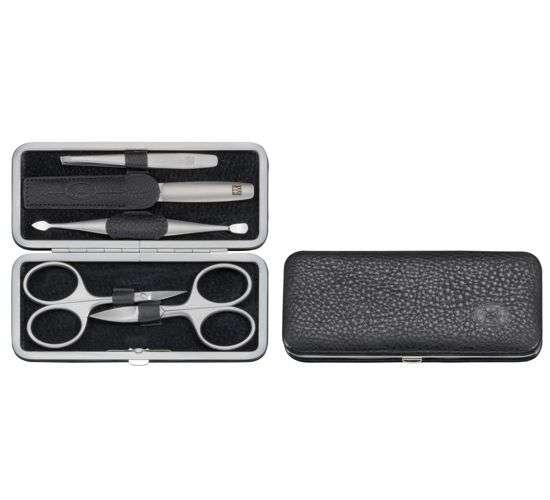 Zwilling BT TWINOX manikúra 5 ks kůže Yak černá (piln.,pinz.,nástroj 2v1, 2x nůžky)