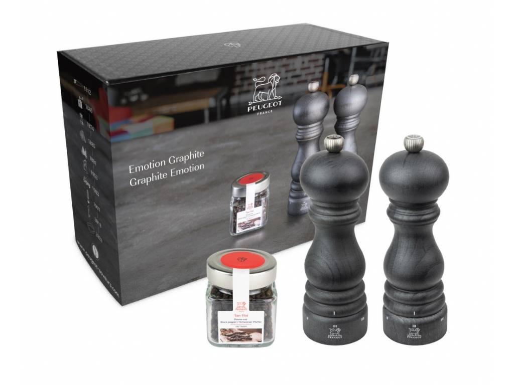 Dárkové balení mlýnků na sůl a pepř Paris u'Select, Graphite Emotion, 18 cm + balení pepře Tan Hoi