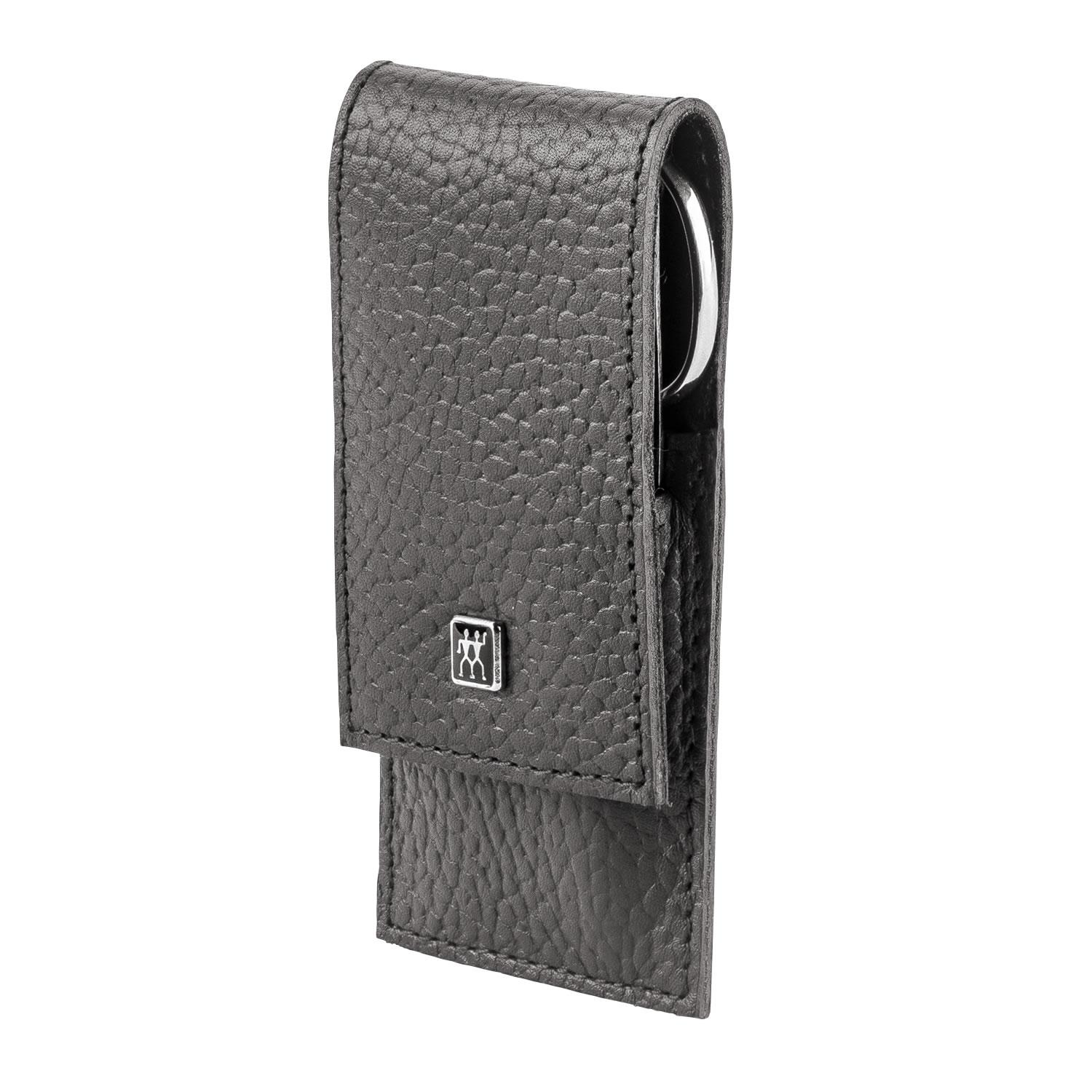 Manikúra Classic Inox s nůžkami v koženém pouzdře, 3 ks, antracitová