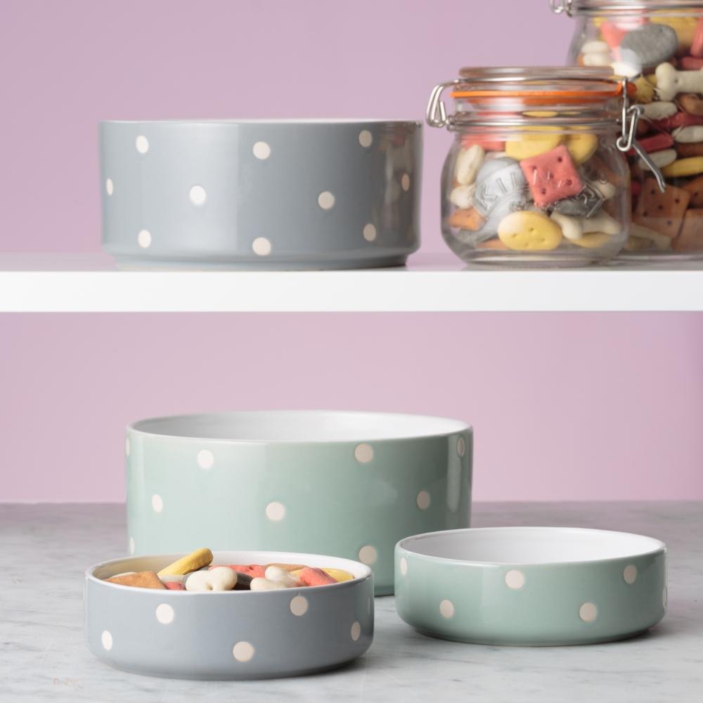 Miska pro psy/kočky Polka Dots, 300 ml, šalvějová