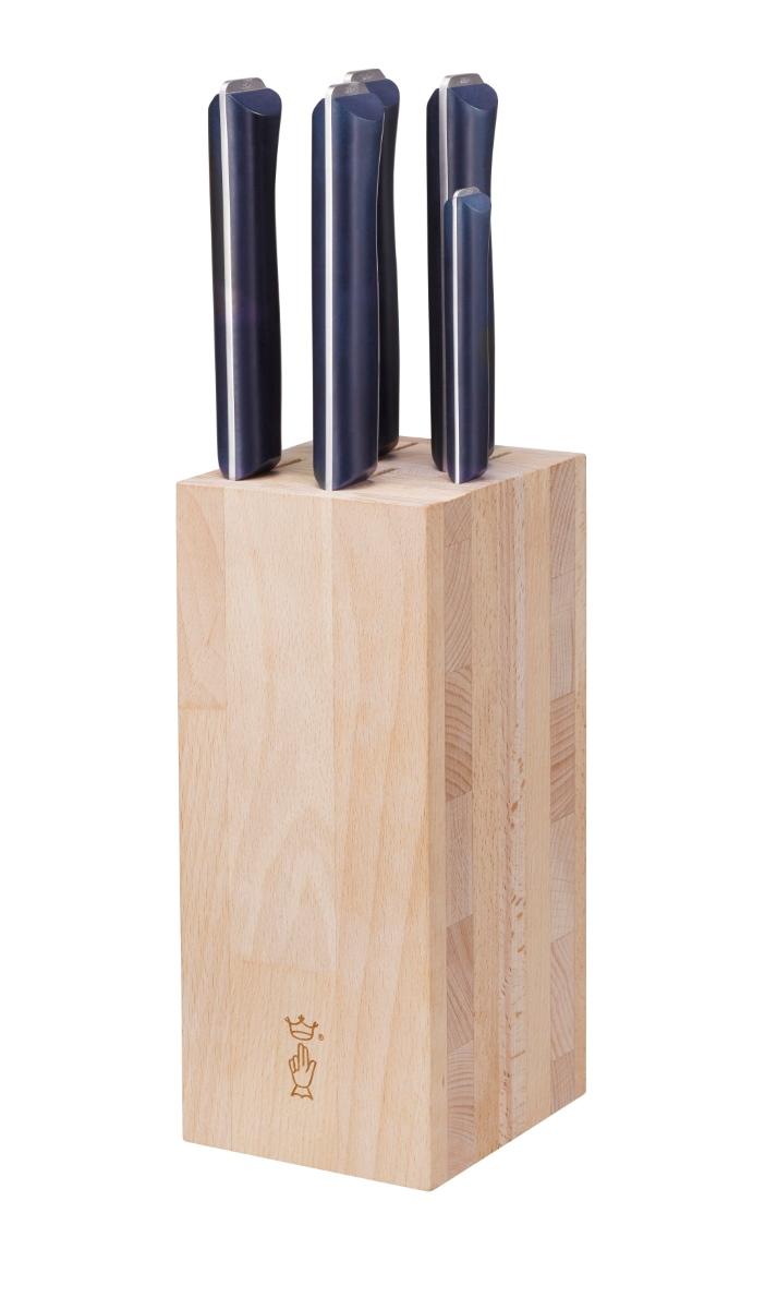 Blok s noži Intempora, 5ks (kuchařský, Santoku, na chléb, na zeleninu, porcovací,