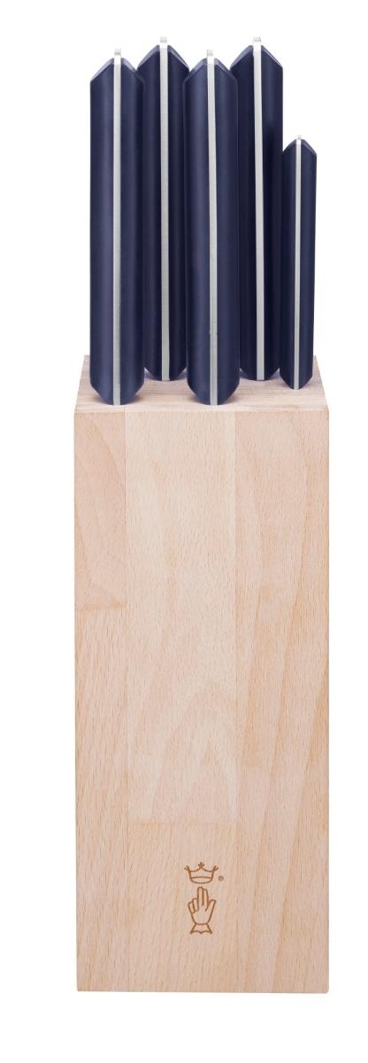 Blok s noži Intempora, 5ks (kuchařský, Santoku, na chléb, na zeleninu, porcovací,