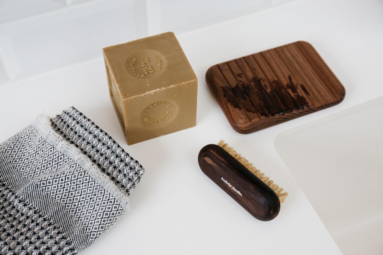 Andree Jardin koupelná sada mýdlo, miska, kartáč na nehty 13cm přírodní (EOL)