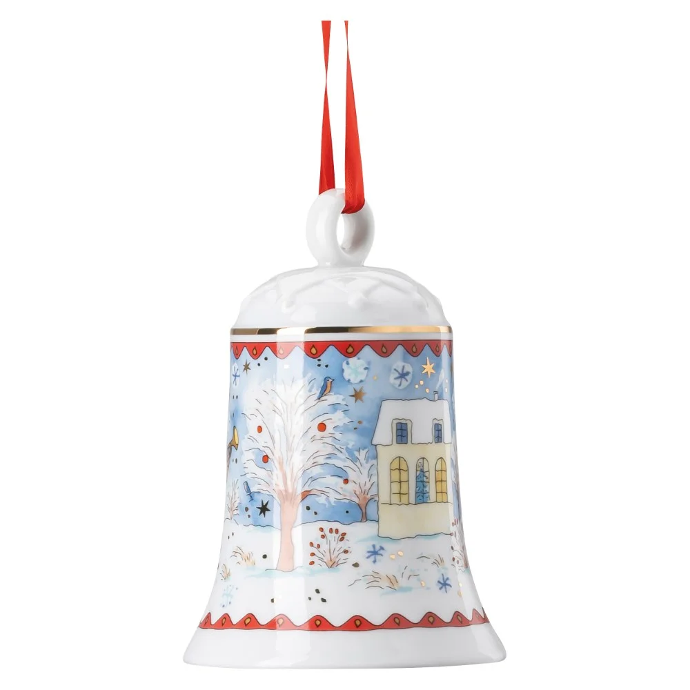Vánoční porcelánový zvonek, Štědrý večer, 12 cm