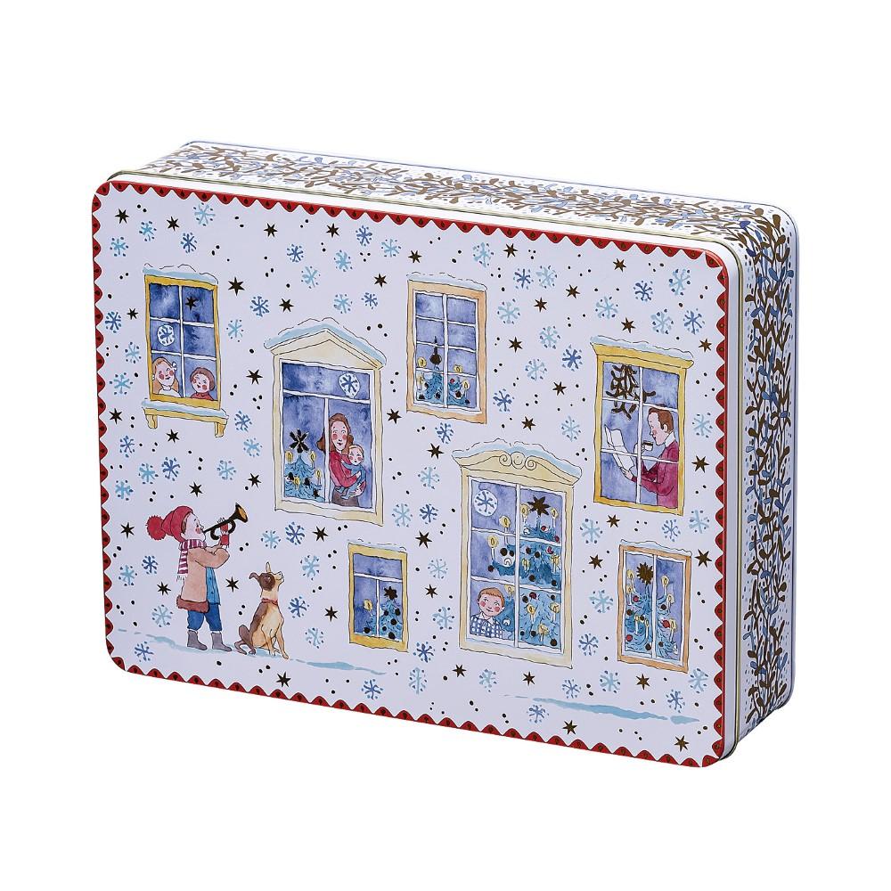 Vánoční sada 3 plechových dóz na cukroví, Štědrý večer