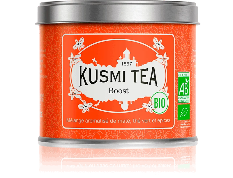 Sypaný bylinný čaj Boost Bio, kovová dóza 100 g