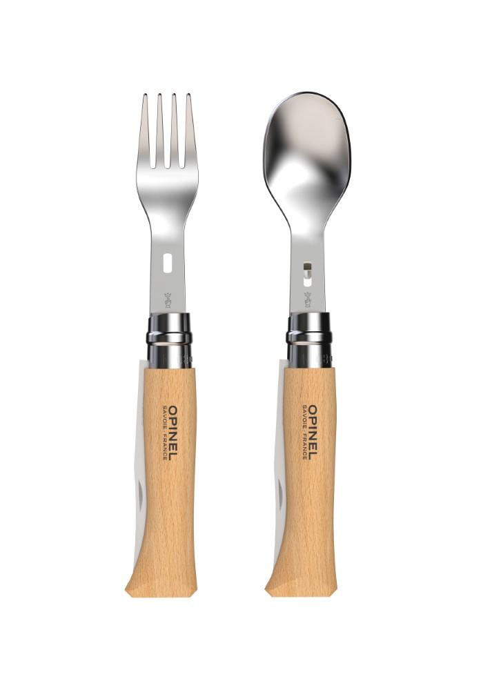 OPINEL PICNIC+ (lžíce, vidlička, ubrousek - včetně nože N°08 - buk)