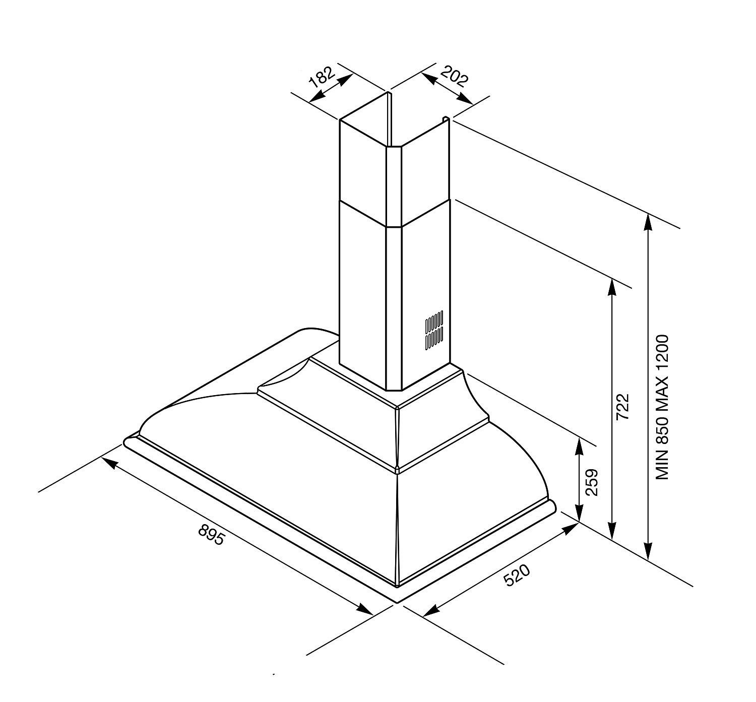 SMEG Komínový odsavač par Cortina, šířka 90 cm, krémová