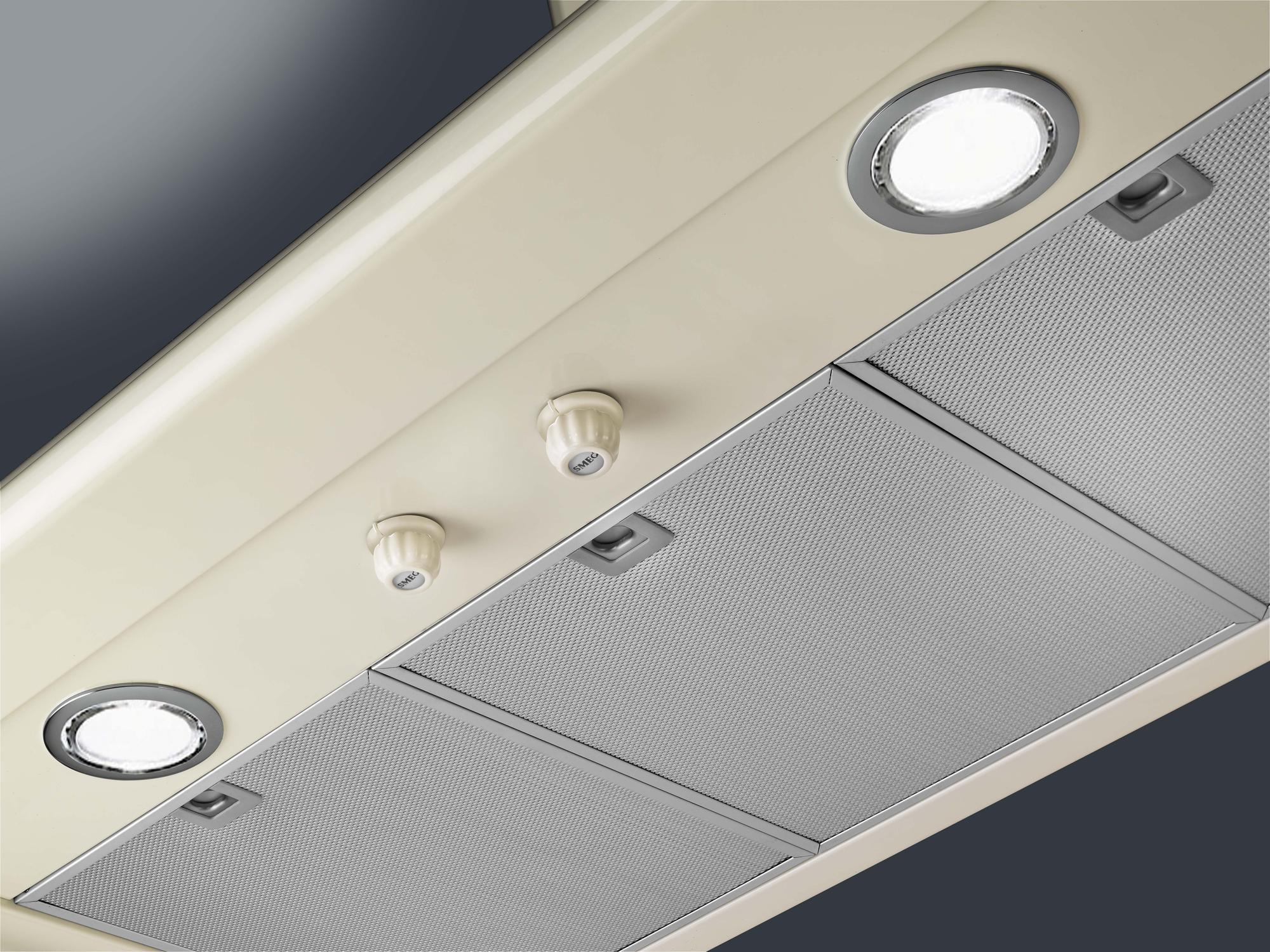 SMEG Komínový odsavač par Cortina, šířka 90 cm, krémová