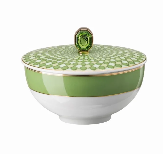 Miska na rýži s pokličkou Swarovski Signum Fern, Ø 12 cm