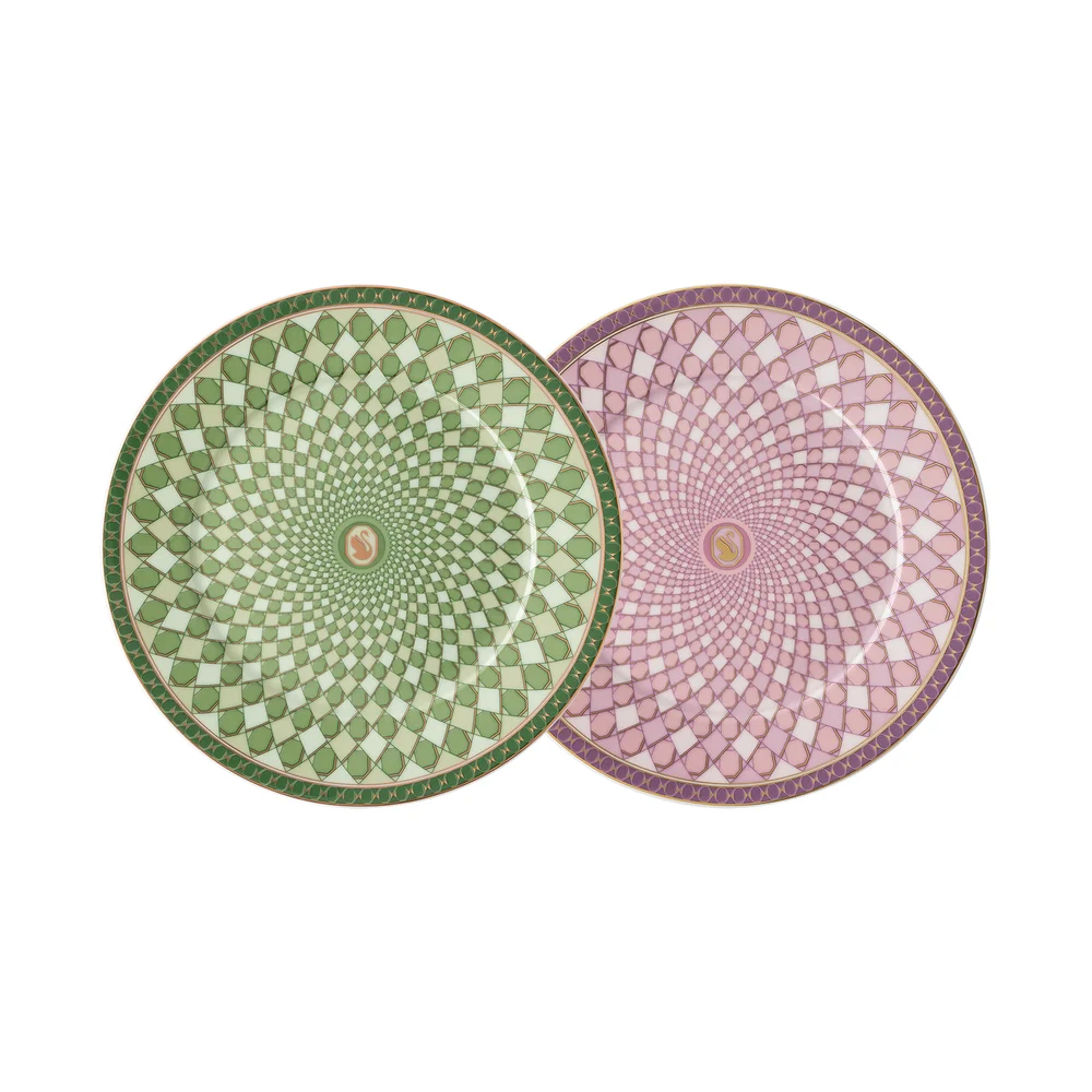 Sada dezertních talířů Swarovski Signum Fern + Rose, Ø 18 cm, 2 ks 