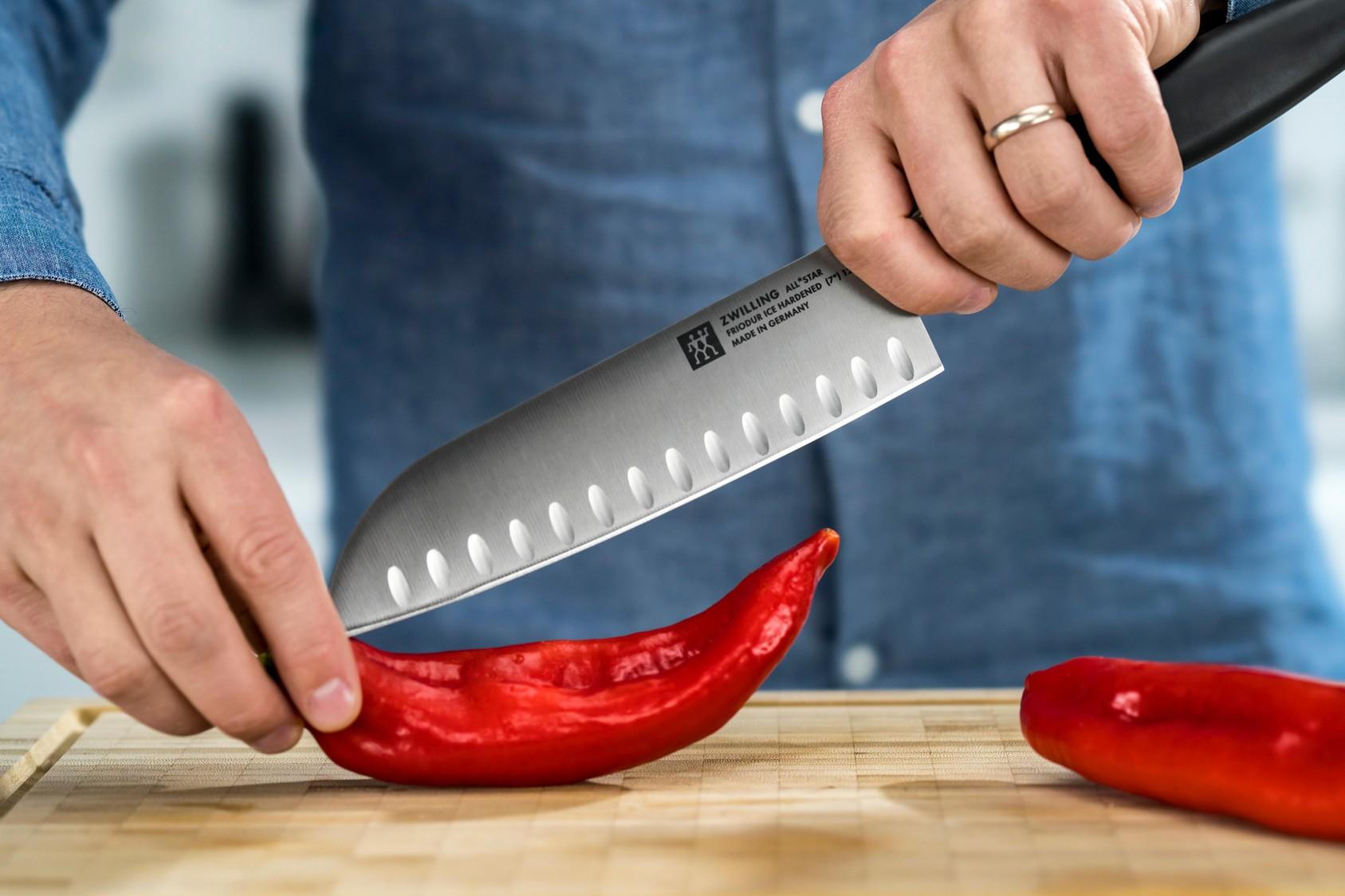 Santoku nůž s výbrusem All * Star, 18 cm, stříbrné logo
