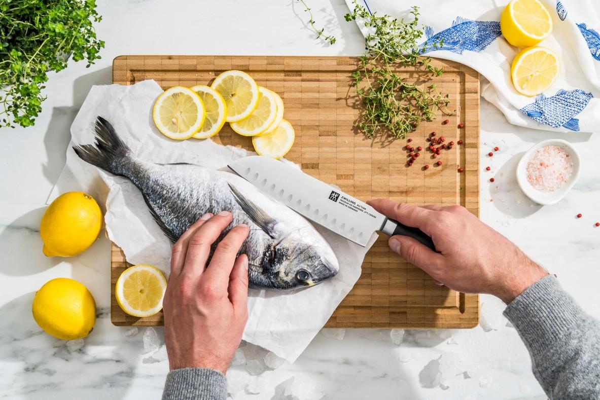 Santoku nůž s výbrusem All * Star, 18 cm, stříbrné logo