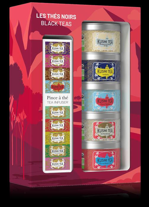 KUSMI TEA Organic Black Teas set 5ti miniatur se sítkem 100g