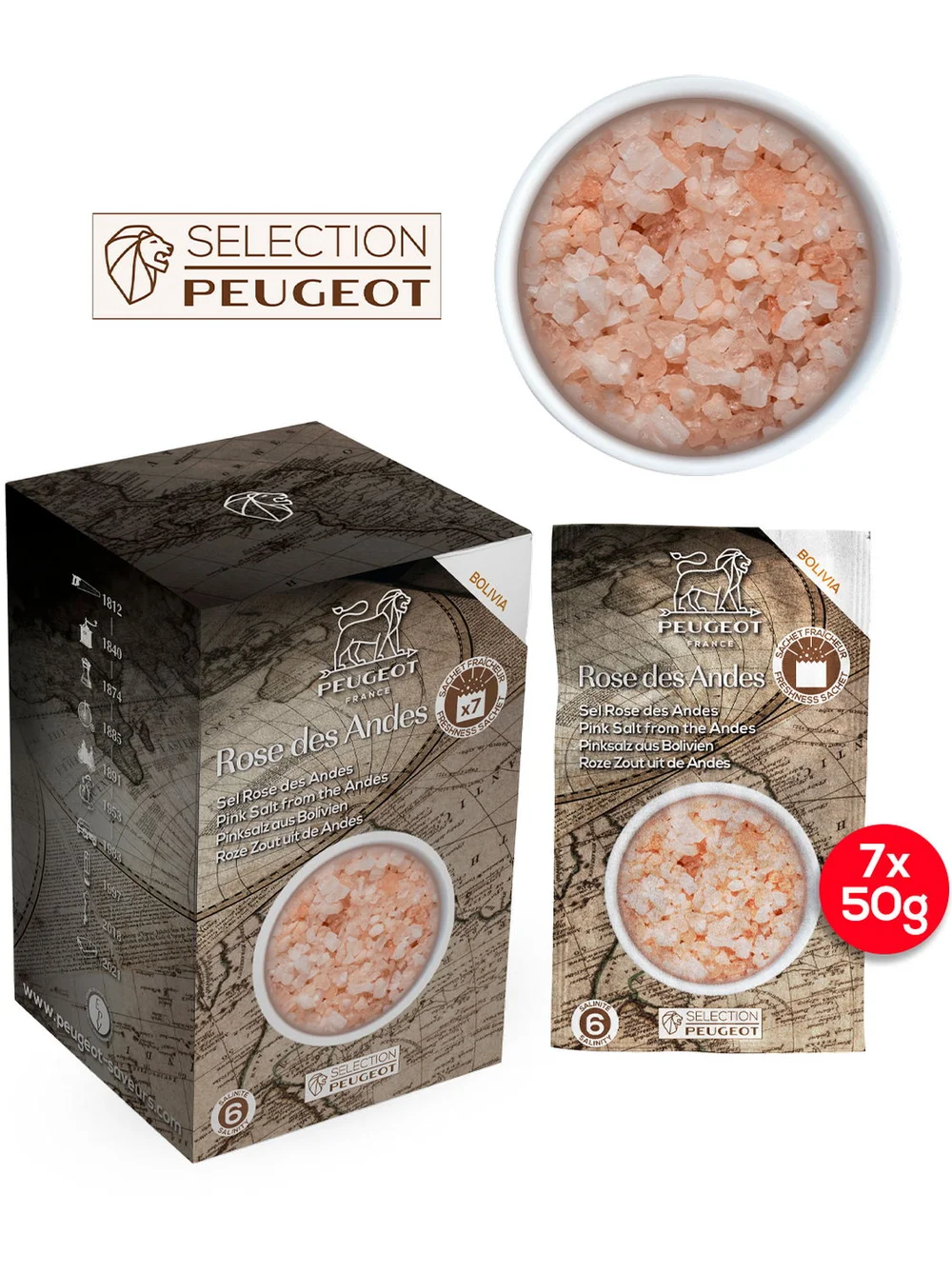 Andská růžová sůl z Bolívie, 7 x 50 g