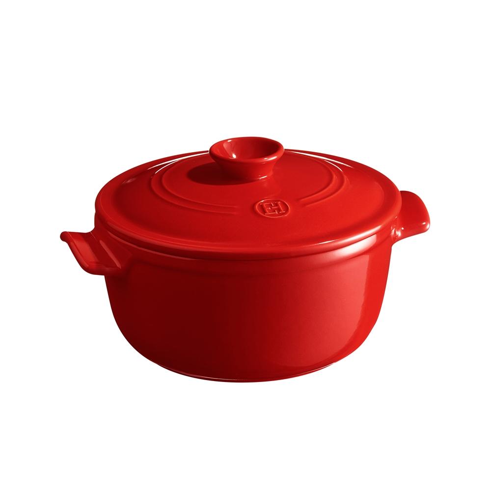 Keramický hrnec s poklicí Flame, Ø 22 cm / 2,5 l, granátová