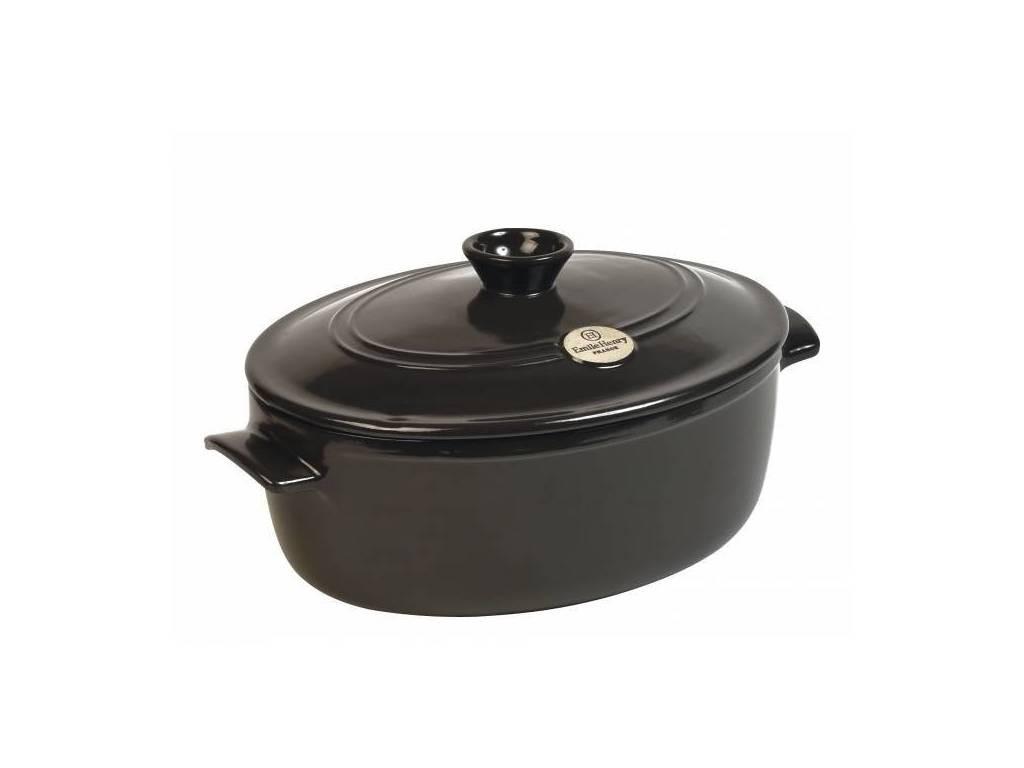 Keramický oválný hrnec s poklicí Flame, 39,5 x 26,5 cm, granátová