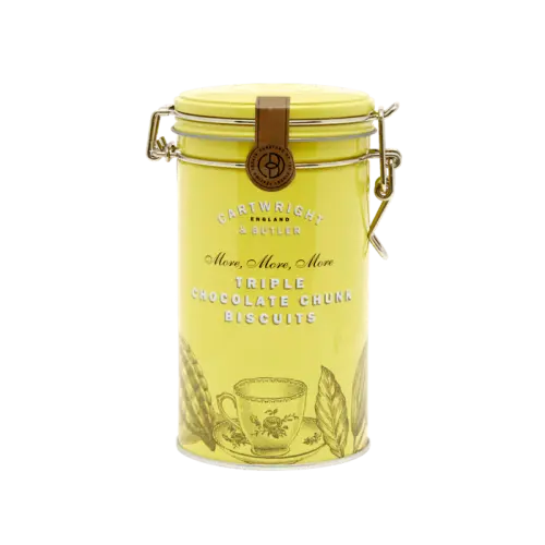 Čokoládové sušenky se 3 druhy čokolády, kovová dóza, 200 g