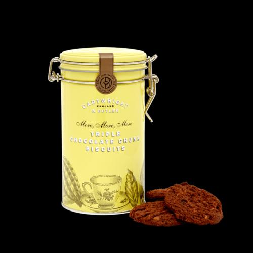 Čokoládové sušenky se 3 druhy čokolády, kovová dóza, 200 g