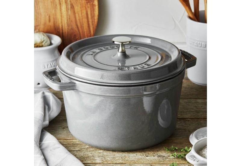 Litinový vysoký hrnec s poklicí Cocotte, Ø 24 cm / 4,8 l, černá