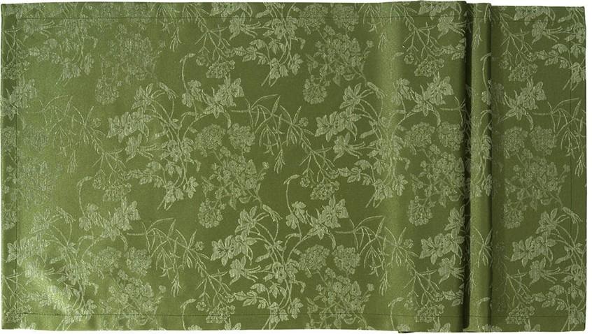 Žakárový ubrus s úpravou proti skvrnám Flores, 140 x 200 cm, olive