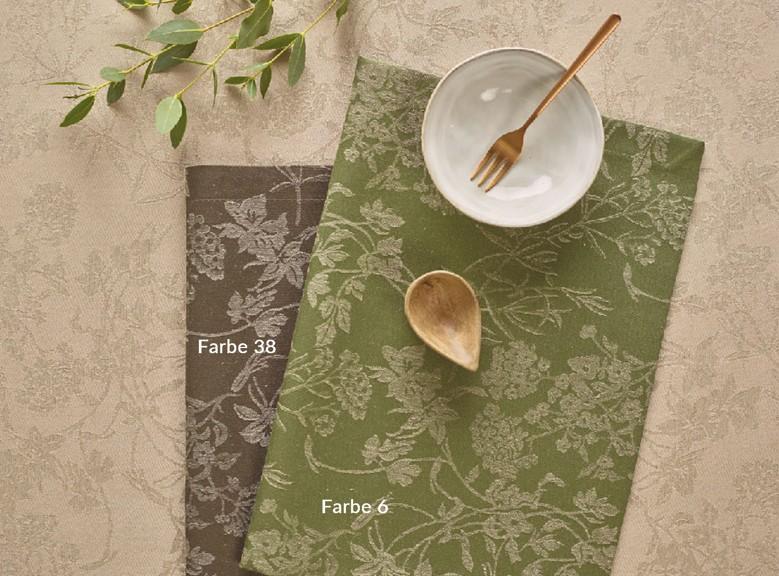 Žakárový ubrus s úpravou proti skvrnám Flores, 140 x 200 cm, choco