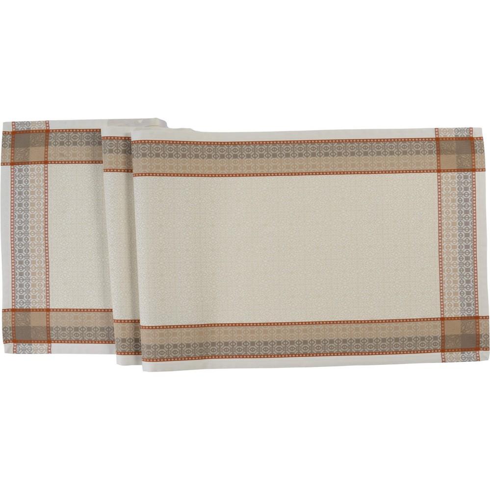 Žakárový běhoun na stůl Luca, 47 x 150 cm, taupe/burnt sienna