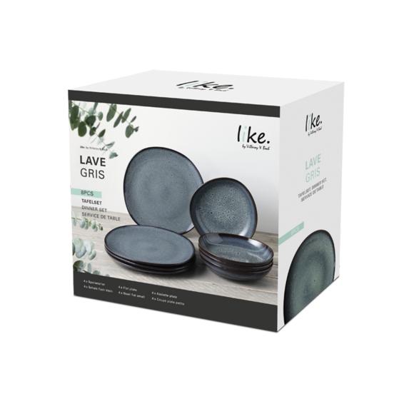 Sada kameninových talířů Lave Gris, 8 ks