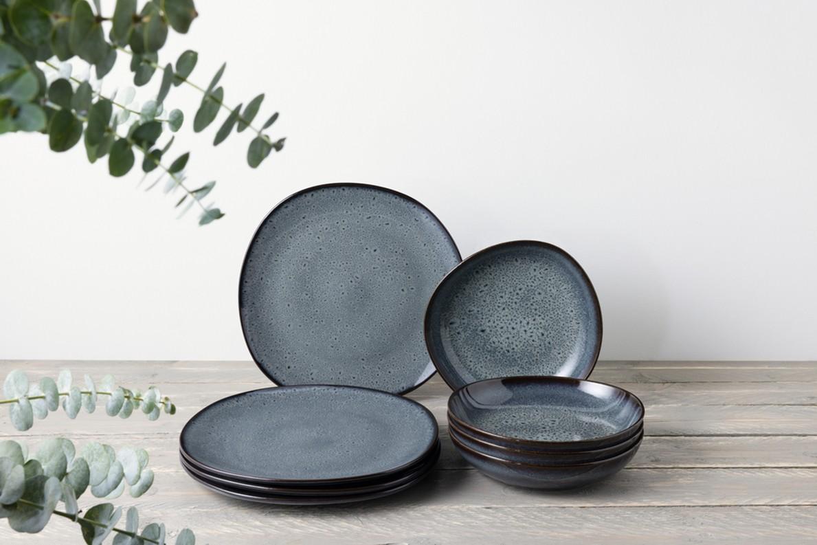 Sada kameninových talířů Lave Gris, 8 ks