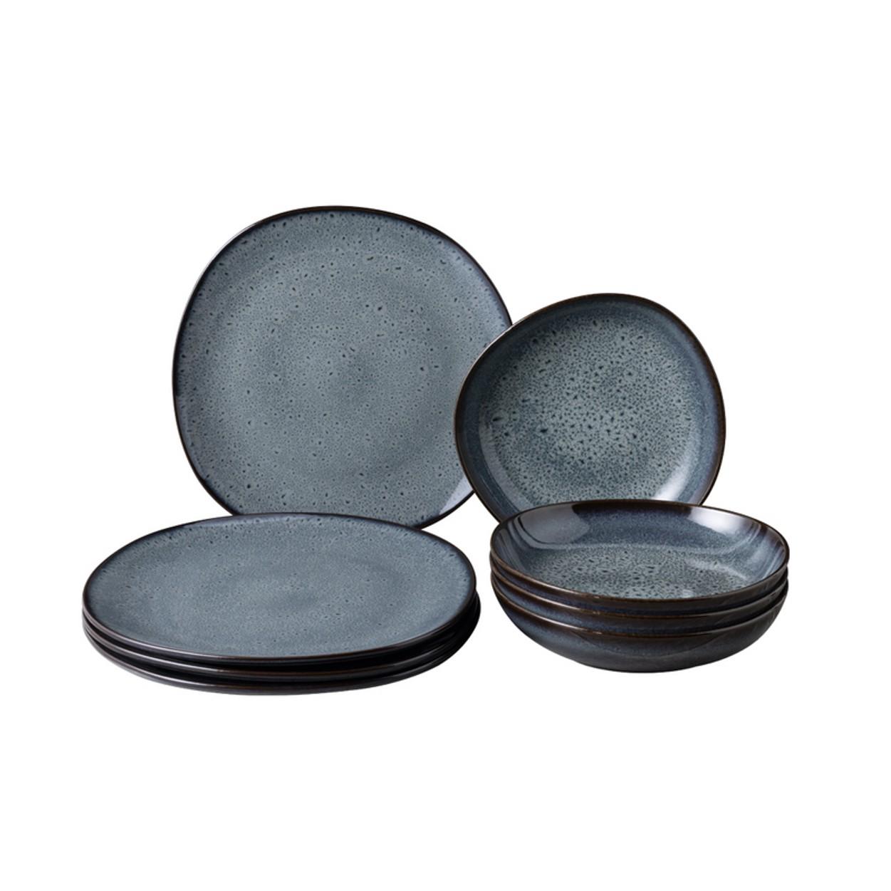 Sada kameninových talířů Lave Gris, 8 ks