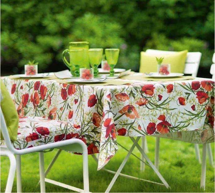 Bavlněný ubrus s vlčími máky Alvor, 130 x 170 cm