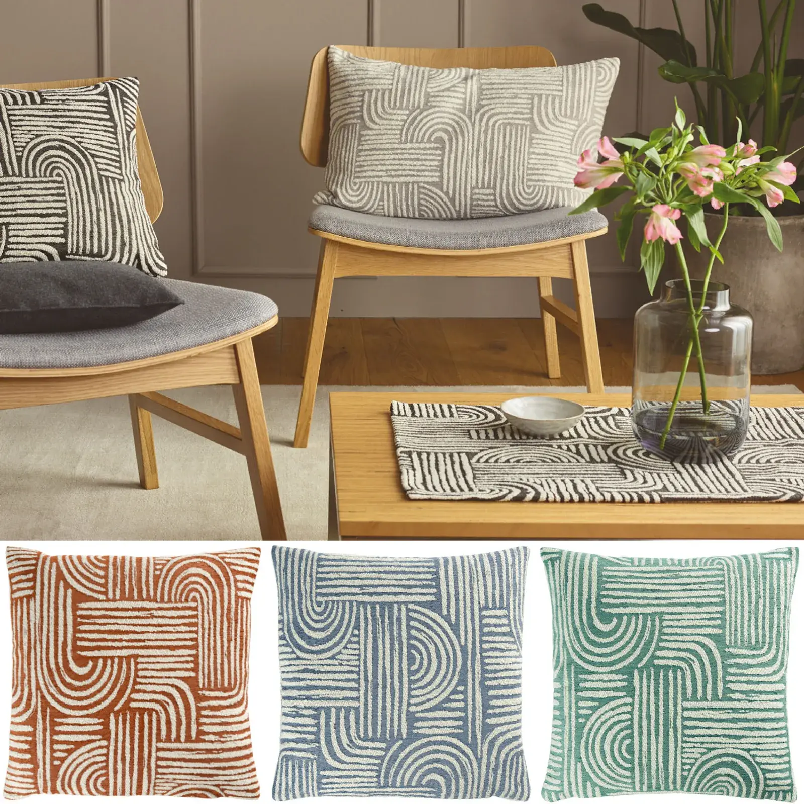 Žakárový běhoun na stůl Arcus, 40 x 100 cm, aqua