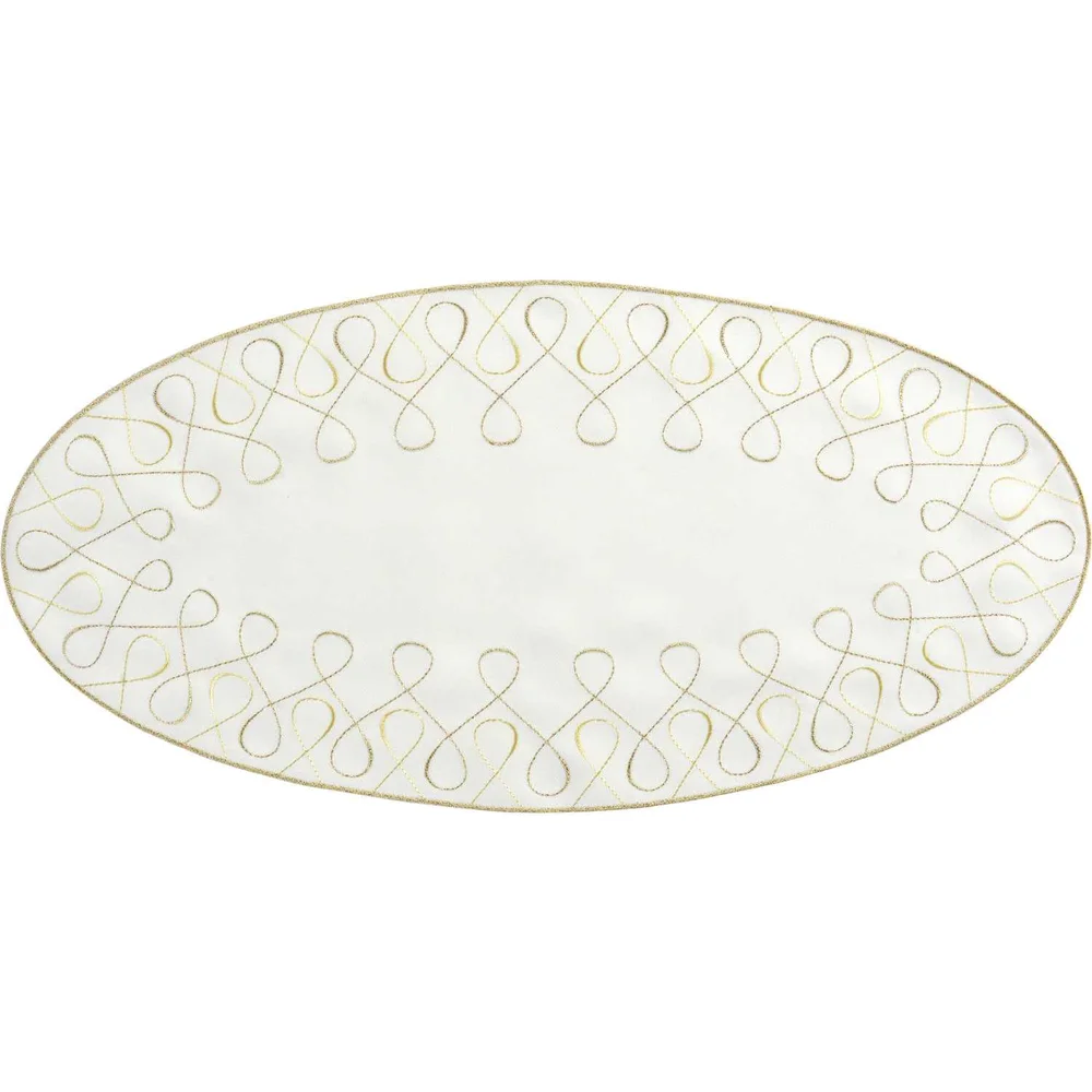 Oválné prostírání Curly, 28 x 58 cm, ecru