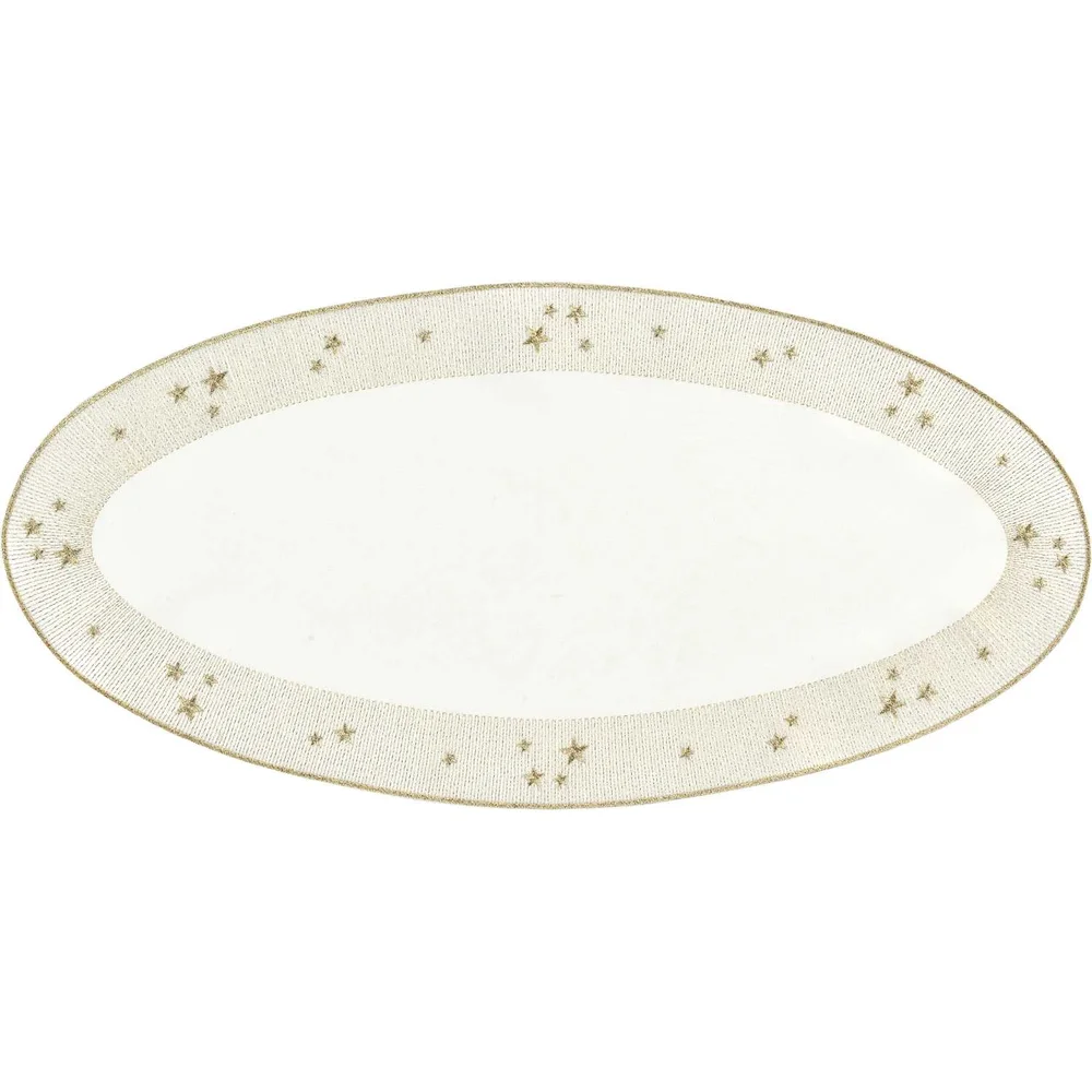 Oválné prostírání Starlight, 28 x 58 cm, ecru