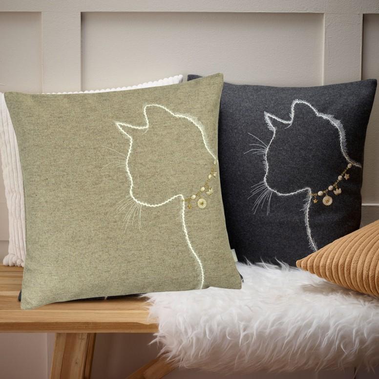 Vlněný povlak na polštář Lucy, 40 x 40 cm, graphite