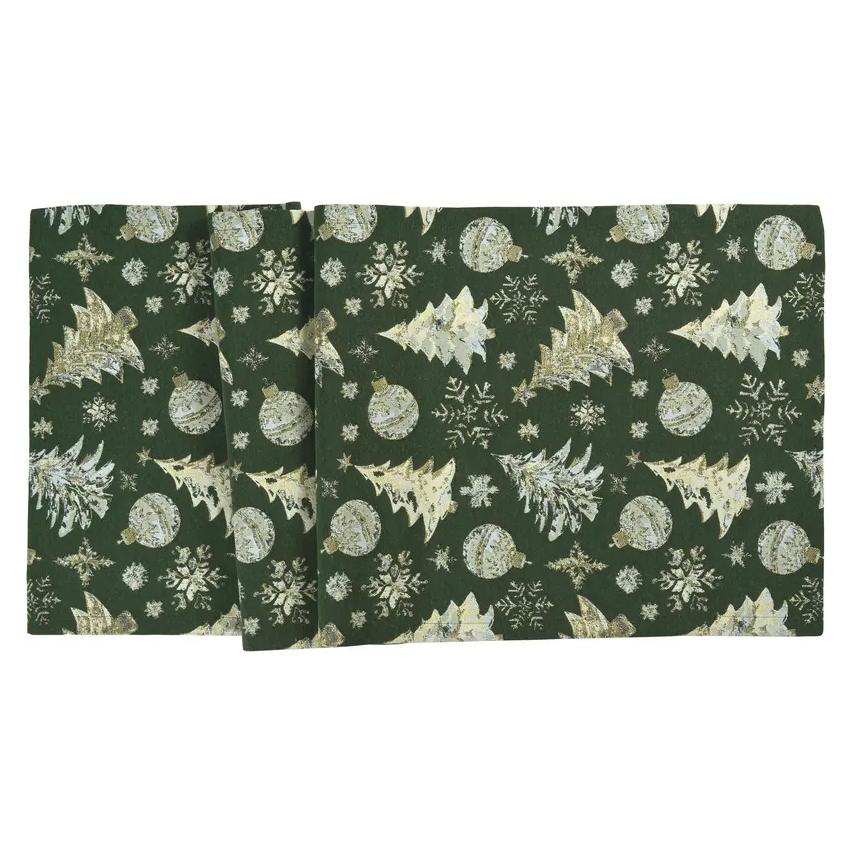 Sander Crystal Tree 40x100 hranatý - 02 green - Stolní běhoun