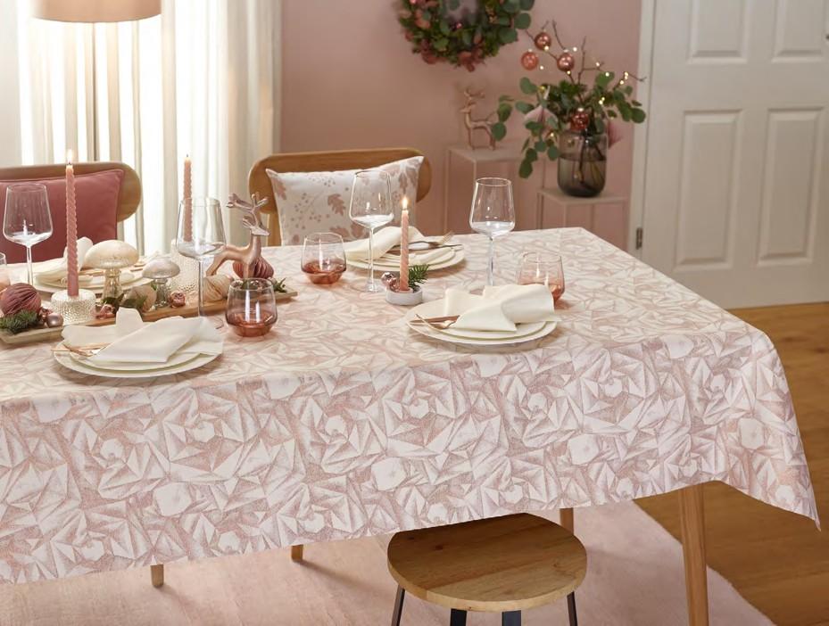 Žakárový ubrus Diamanti, Ø 170 cm, ecru/copper