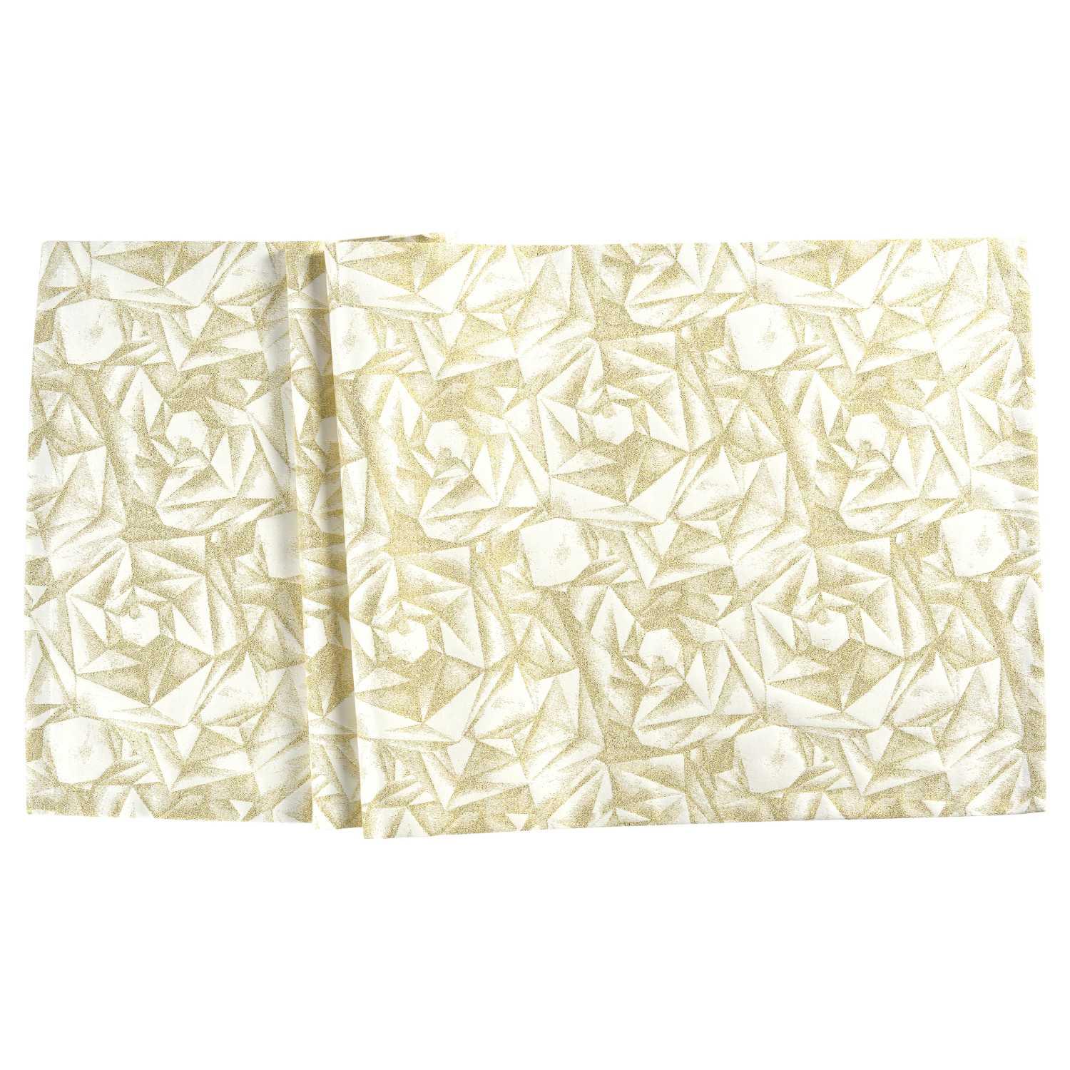 Žakárový běhoun na stůl Diamanti, 50 x 140 cm, ecru/gold