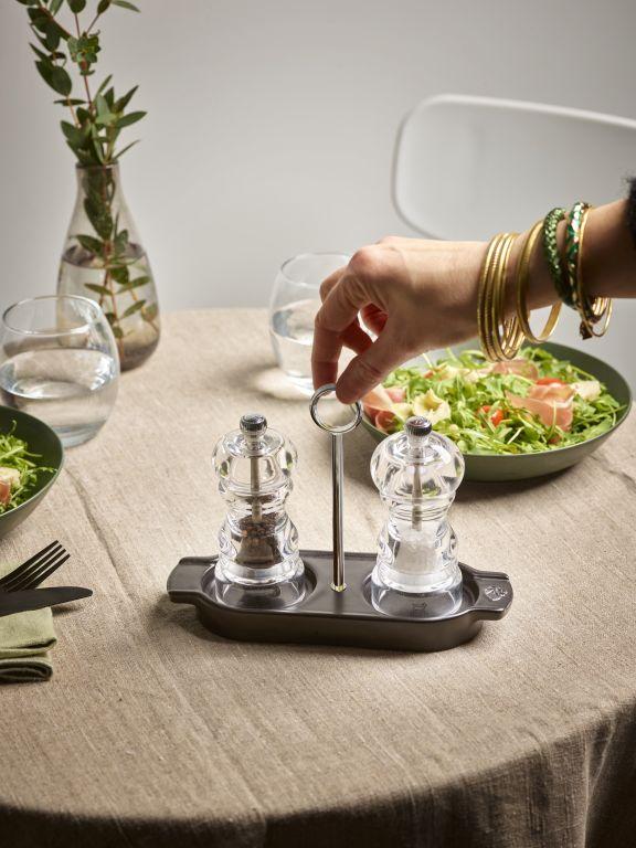 Keramický stojánek na mlýnky s rukojetí Linéa, černá