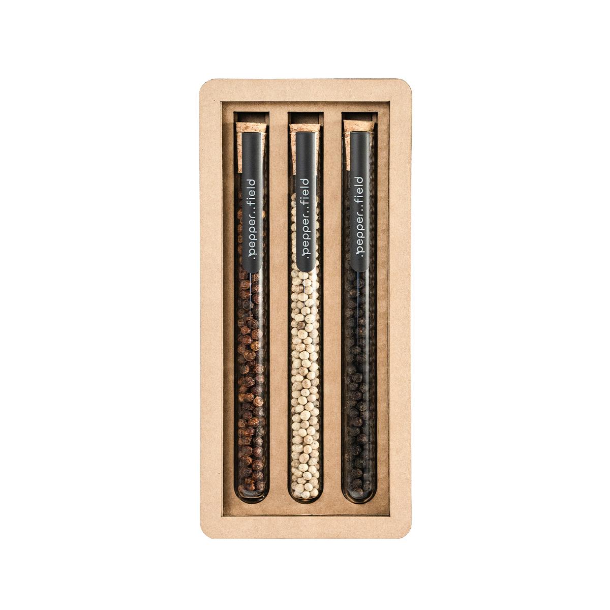 Dárková sada 3 zkumavek s Kampotským pepřem