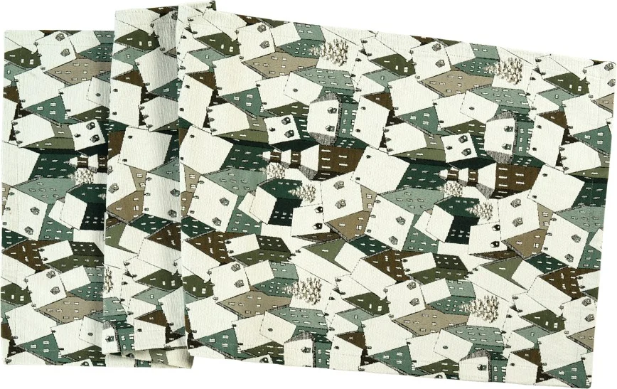 Běhoun na stůl Rooftop, 50 x 140 cm, eucalyptus/taupe