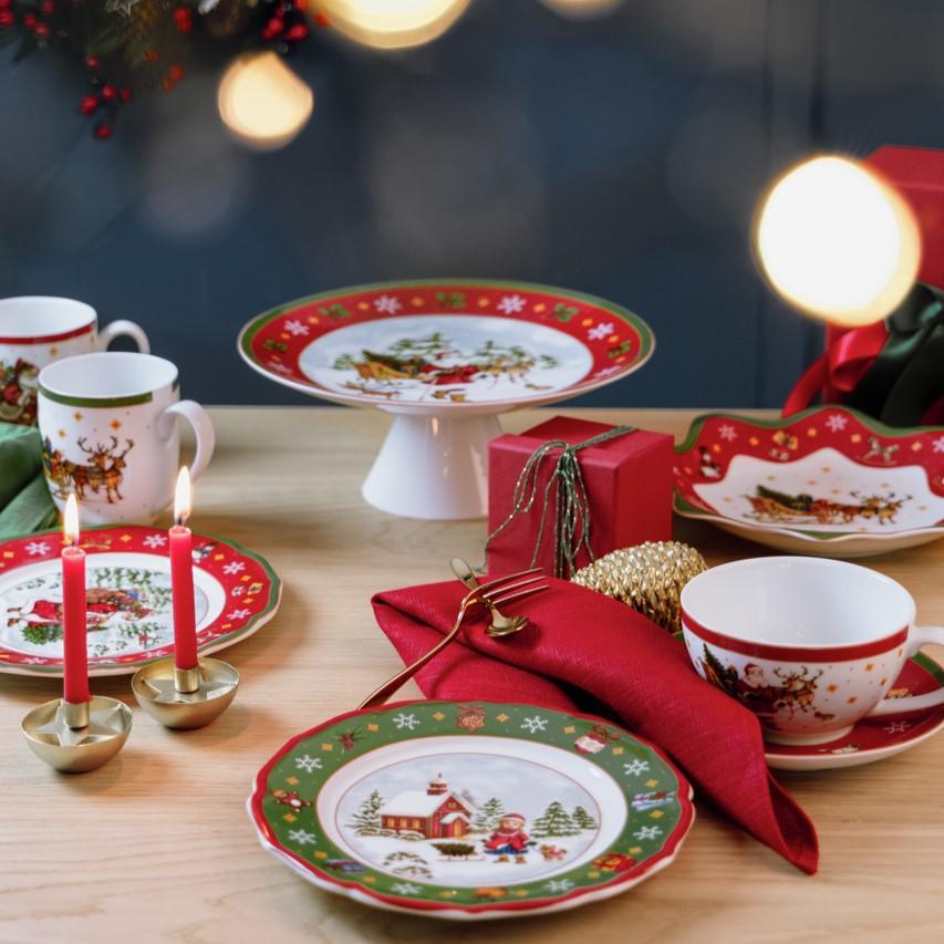 Vánoční sada porcelánu Happy Wintertime, 4 ks, červená