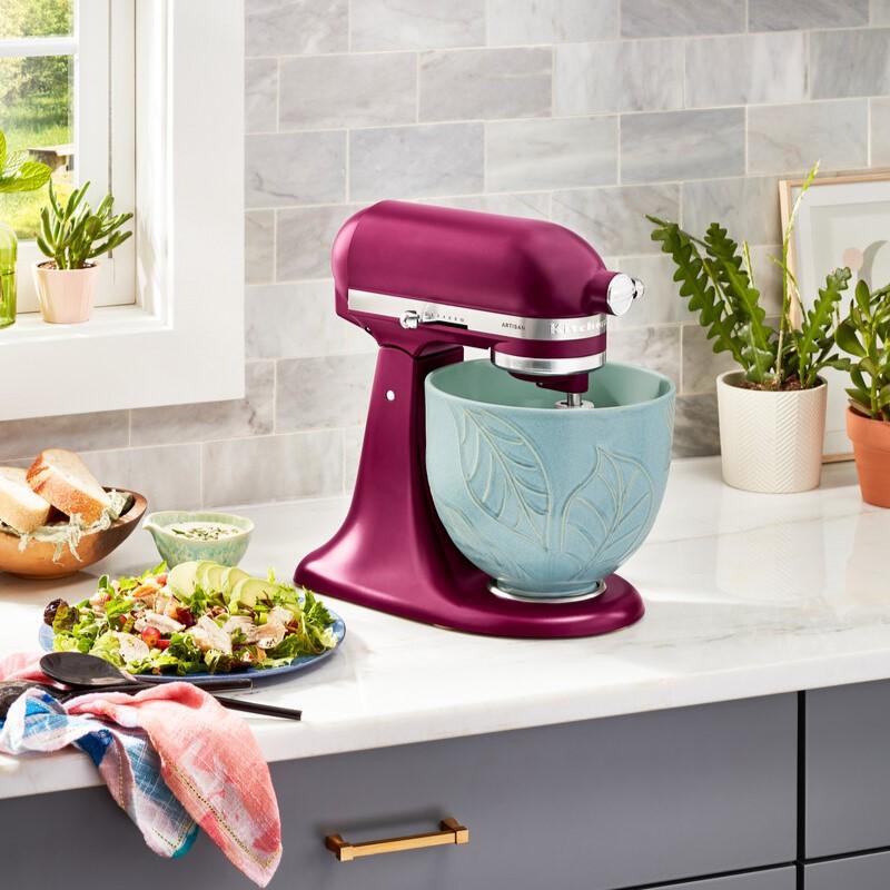 Keramická mísa 4,83l, Jarní listy, zelená 