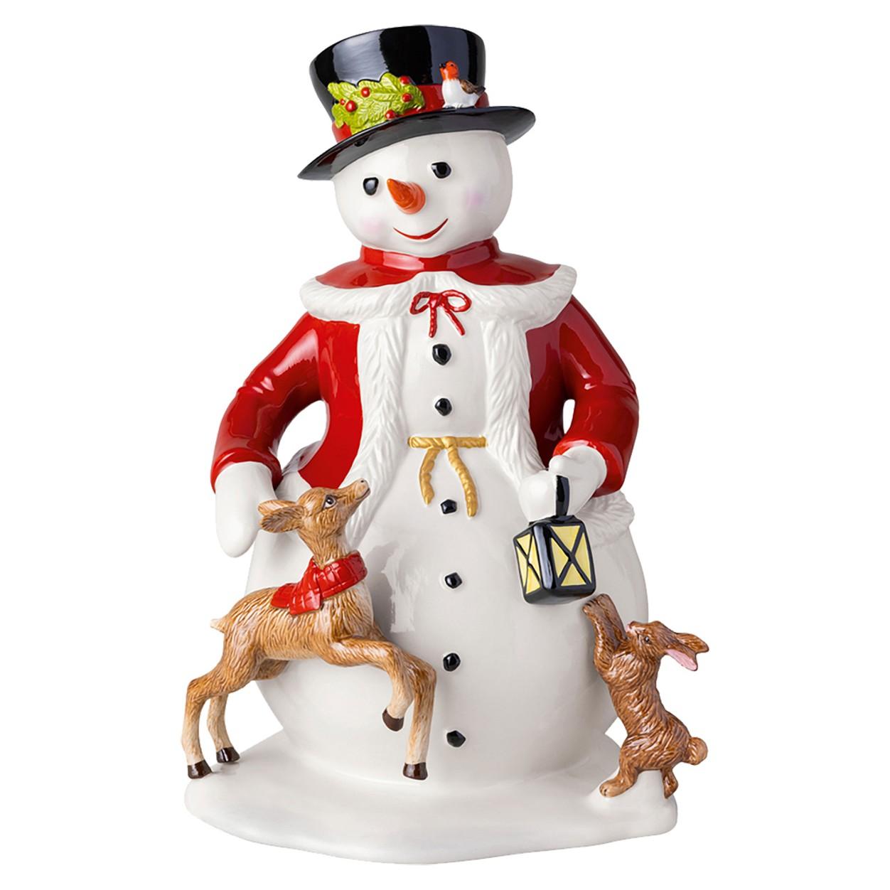 Porcelánová vánoční dekorace Christmas Toys, Sněhulák, 36 cm
