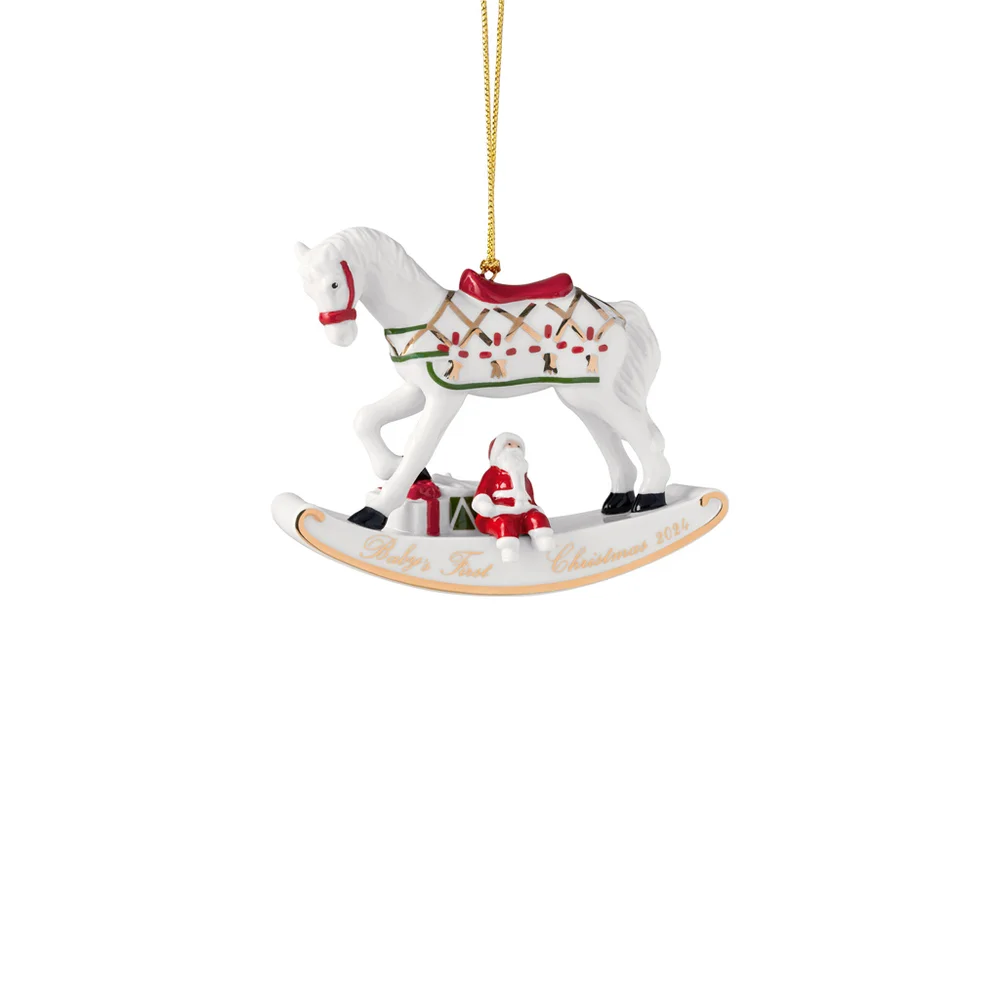 Závěsná porcelánová ozdoba Christmas Classics, Houpací kůň, 8,9 cm