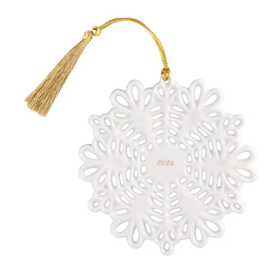 Závěsná porcelánová ozdoba Christmas Classics, Sněhová vločka, 10,1 cm