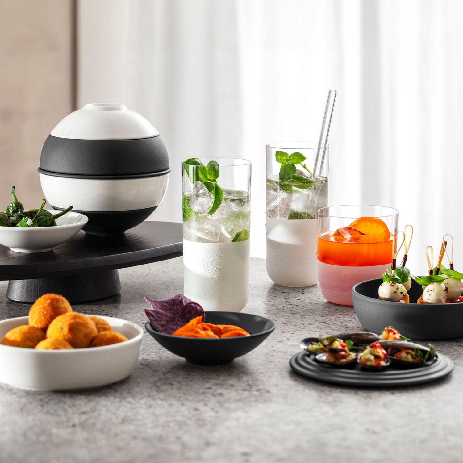 La petite Boule jídelní sada, černo-bílá, 5 ks