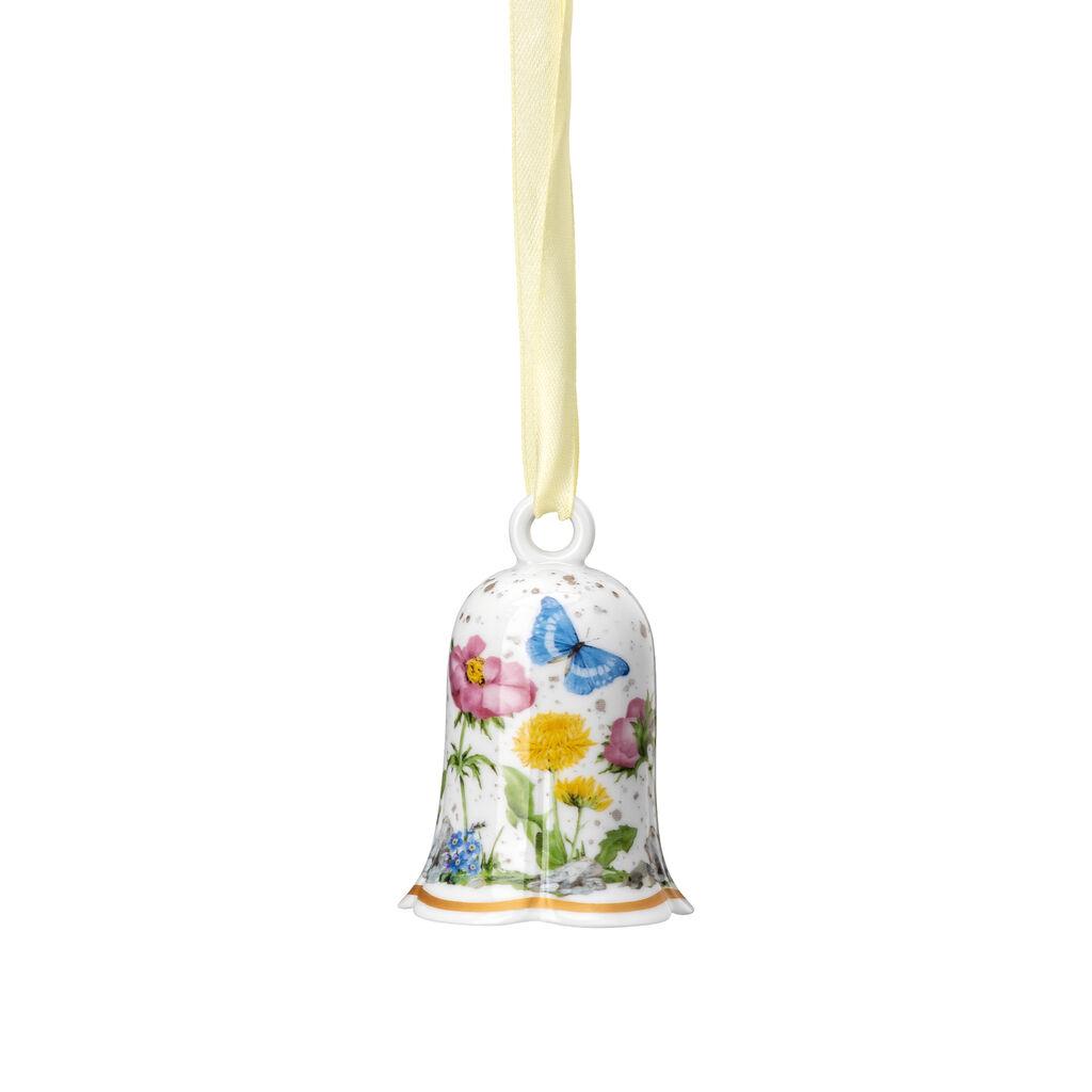 Velikonoční porcelánová závěsná dekorace zvonek "Tanec jara", 7,2 cm