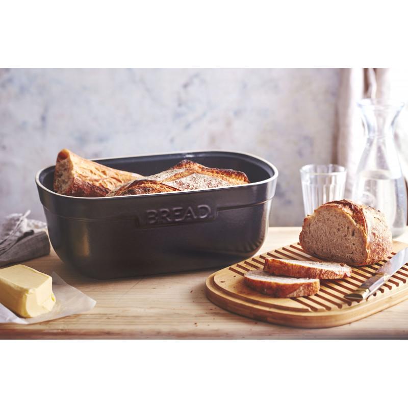 Keramický chlebník s víkem, 35,5 x 24,5 cm, granátově červená